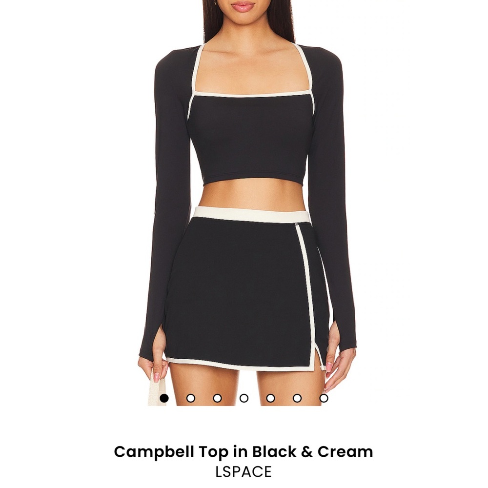 L*Space Black and Cream Long Sleeve Top and Skirt Set